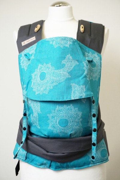 Babytrage Frl. Hübsch Mei Tai Baby BIO "Little Floral türkis" GT