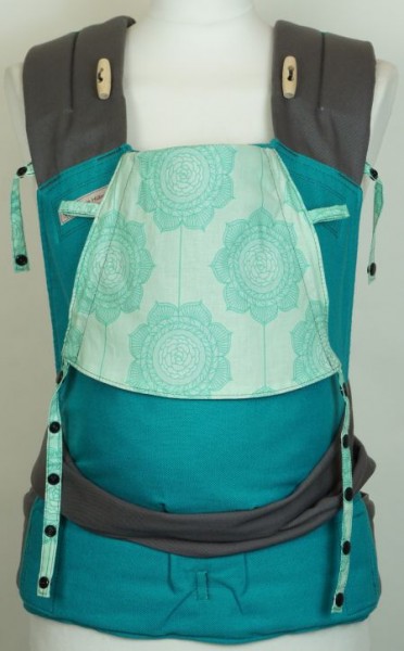 Frl. Hübsch Mei Tai Baby BIO "Mintblumen petrol"