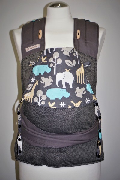 Frl. Hübsch Mei Tai Baby BIO "Zoology dunkelgrau"